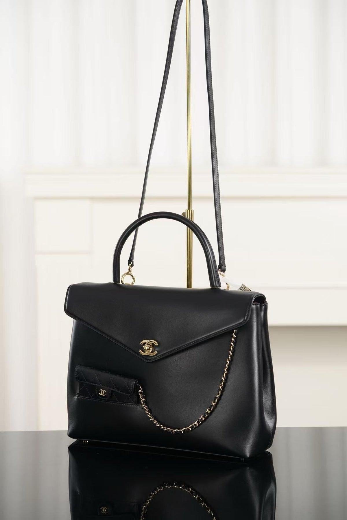 Chanel 2026 Maxi Top Handle Bag 32cm Black Lambskin