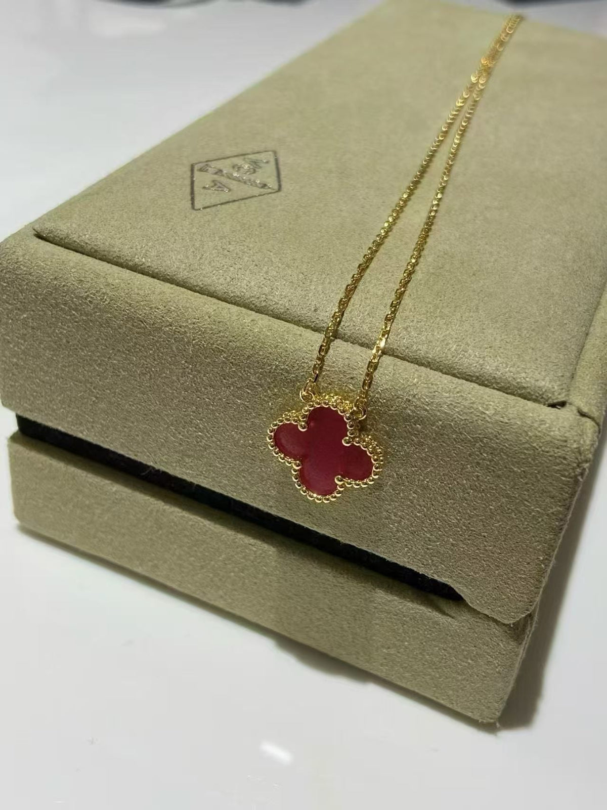 VCA Vintage Alhambra Necklace And Bracelet Set With Pink Enamel