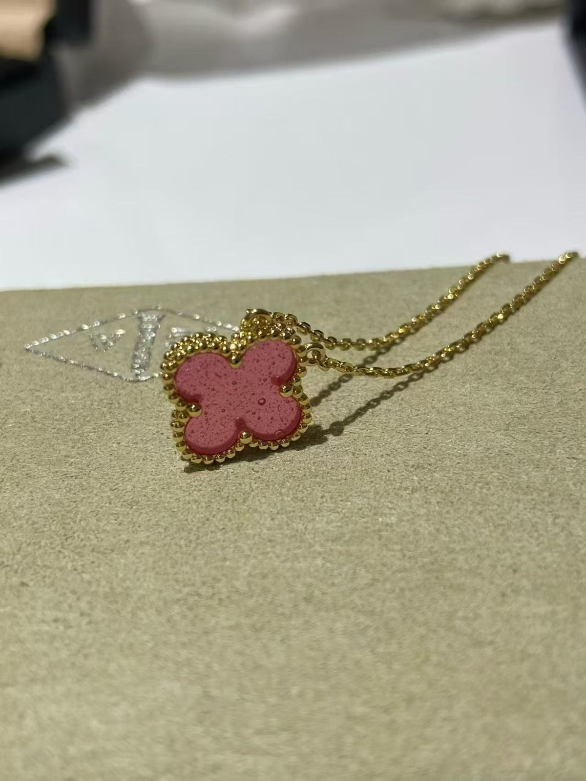 VCA Vintage Alhambra Necklace And Bracelet Set With Pink Enamel