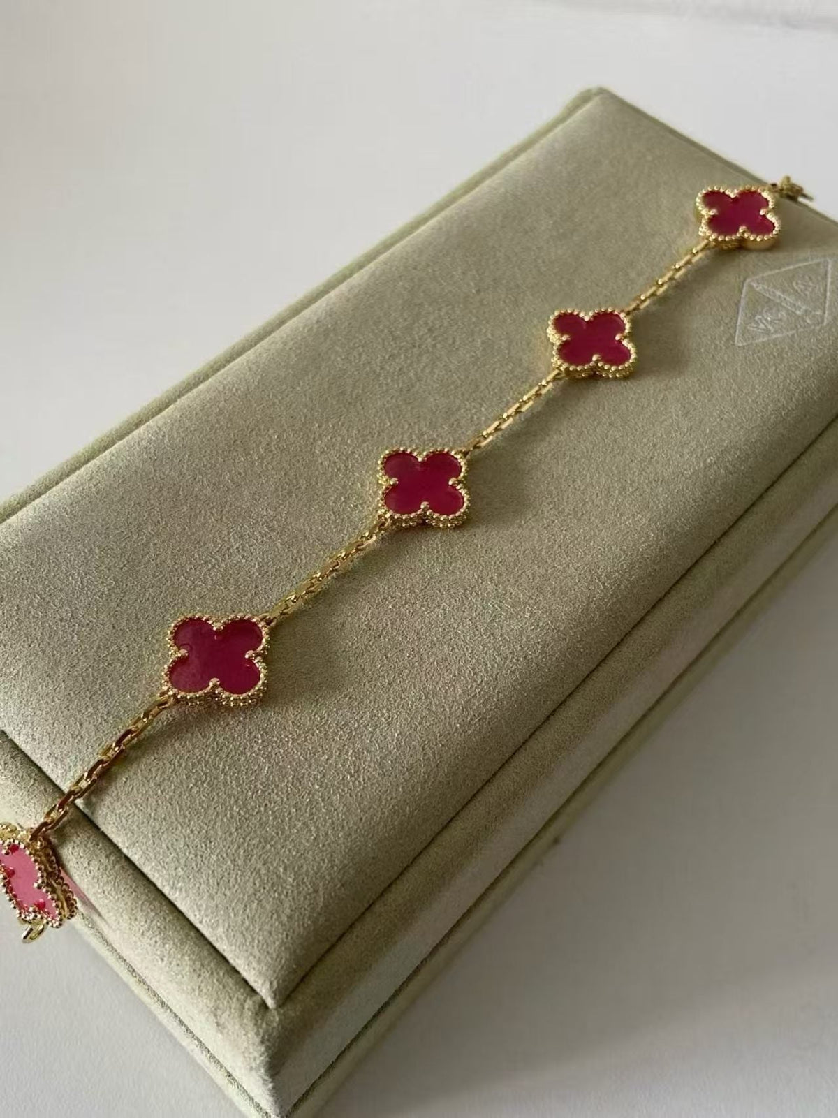 VCA Vintage Alhambra Necklace And Bracelet Set With Pink Enamel