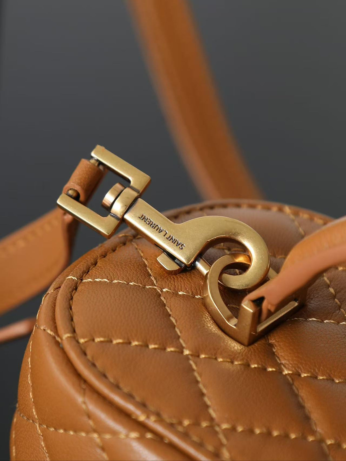 YSL 2026 Gaby Vanity Bag 22.5cm Camel Brown Quilted Lambskin