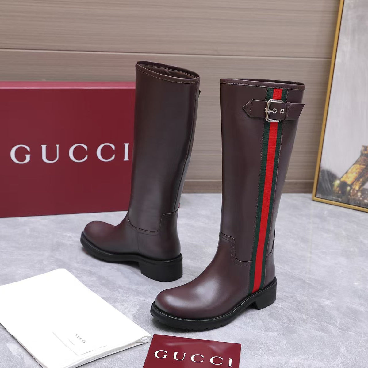Gucci 2026 Biker Knee-High Boots Leather