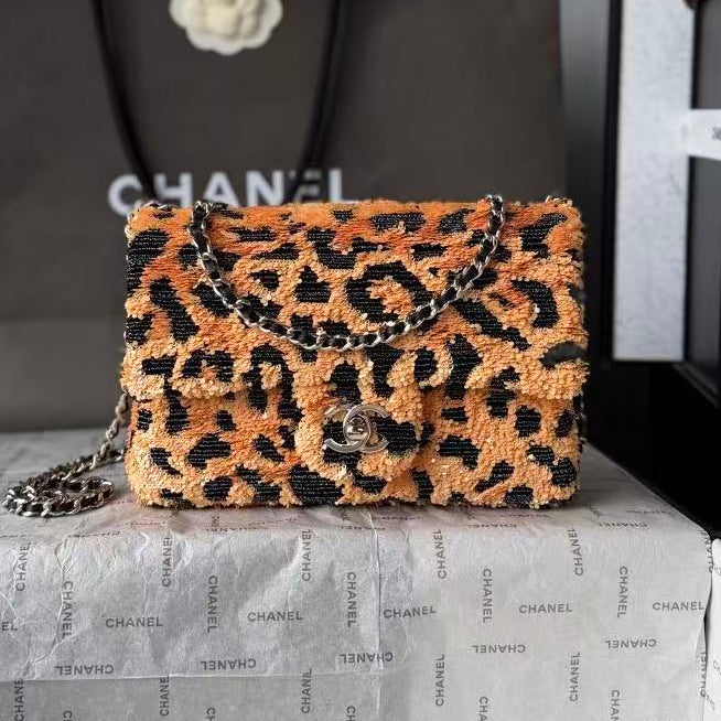 Chanel 2026 Flap Bag 21cm Leopard Sequin Leather