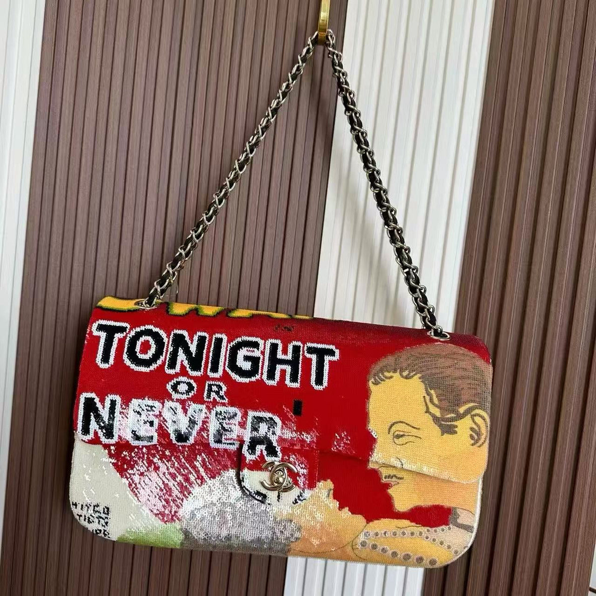 Chanel 2026 Flap Bag 32cm Red Mix Colors Sequin Leather
