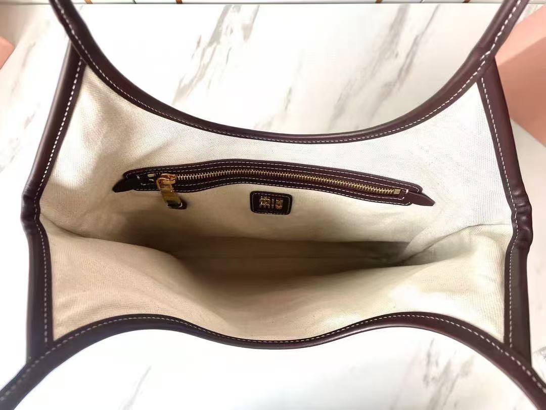 Miumiu 2026 Ivy 40 Tote Bag Dark Burgundy Leather