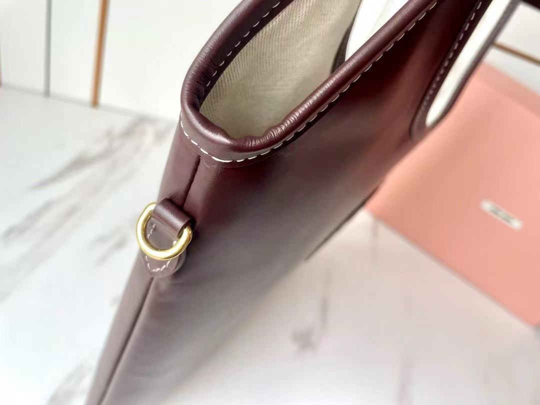 Miumiu 2026 Ivy 40 Tote Bag Dark Burgundy Leather