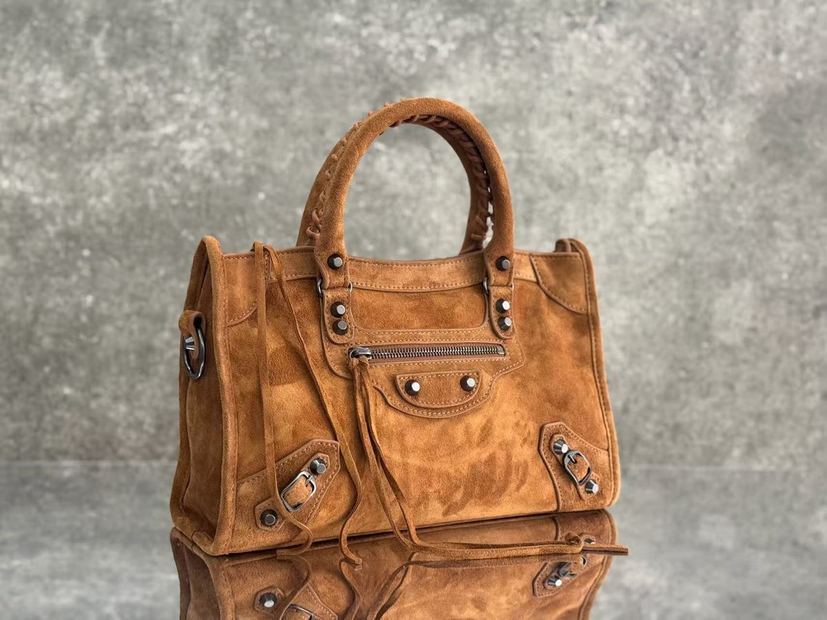Balenciaga 2026 Le City Bag 30cm Camel-brown Suede