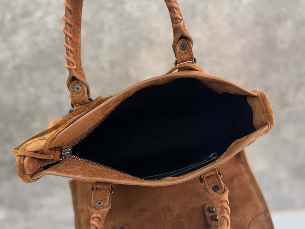 Balenciaga 2026 Le City Bag 30cm Camel-brown Suede