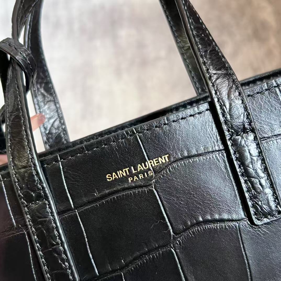 Saint Laurent 2026 Toy Shopping Bag 18cm Black Leather