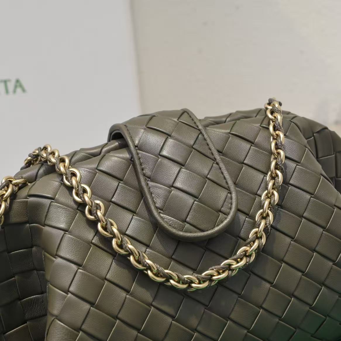 Bottega Veneta 2026 Teen Lauren 1980 With Chain Bag 31cm Moss Green Leather