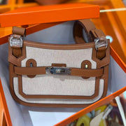 Hermes 2026 Toile Mini Jypsiere Bag 23cm Leather Canvas