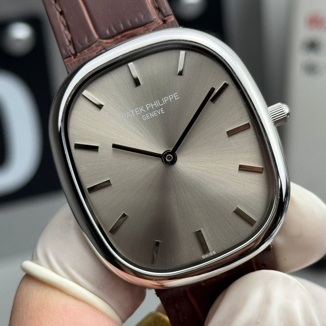 Patek Philippe Golden Ellipse 35mm Silver Dial Leather Strap