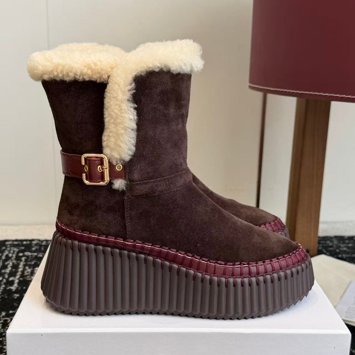 Chloe 2026 Nama Platform Ankle Boots Brown Suede