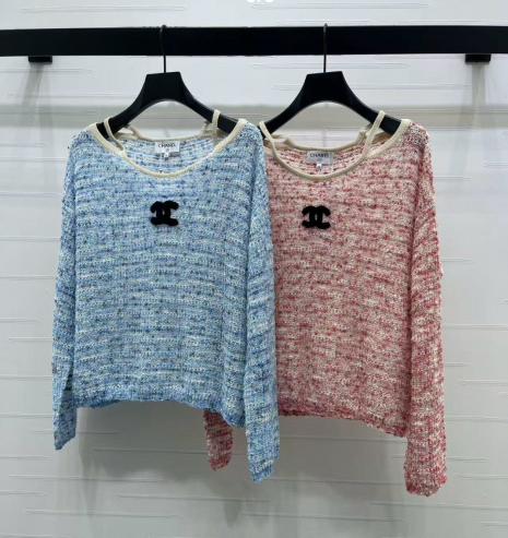 Chanel 2026  Off-the-shoulder Knit Long-sleeved Top Wool Cashmere