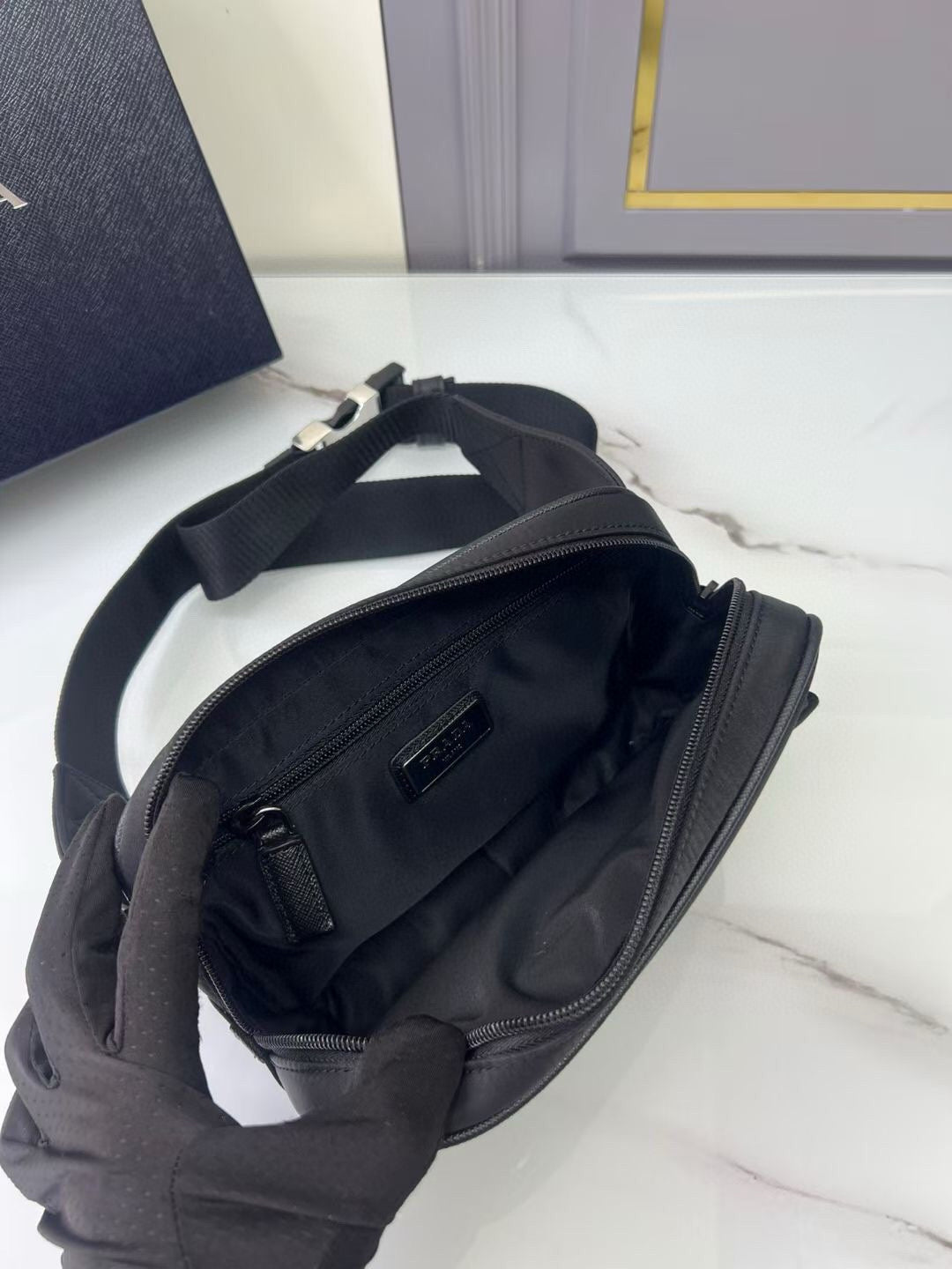 Prada Black Re-Nylon belt bag