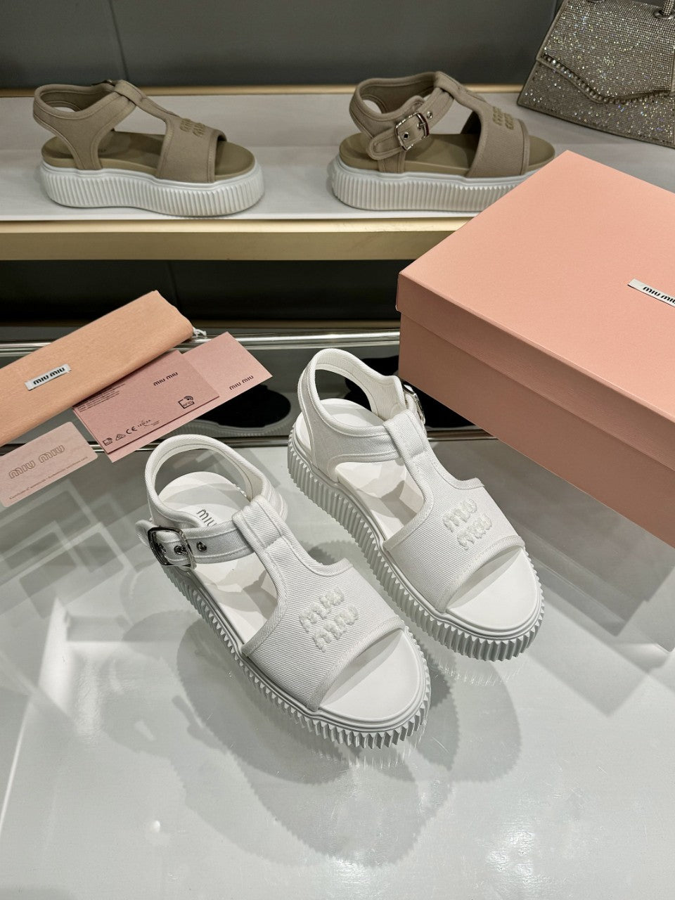Miumiu 2026 Platform Sandals Fabric Leather 935741