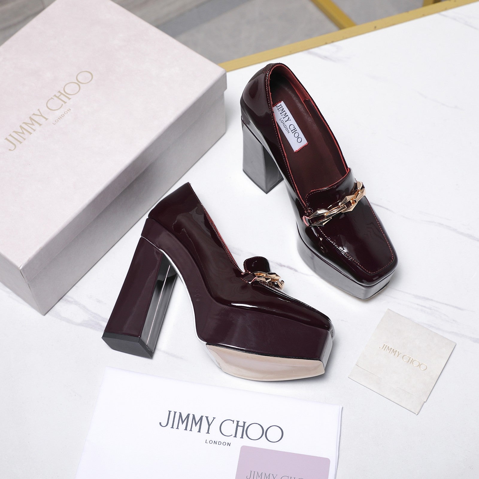 Jimmy Choo 2026 Chunky Heel Platform Pumps 115mm Patent Leather 913258