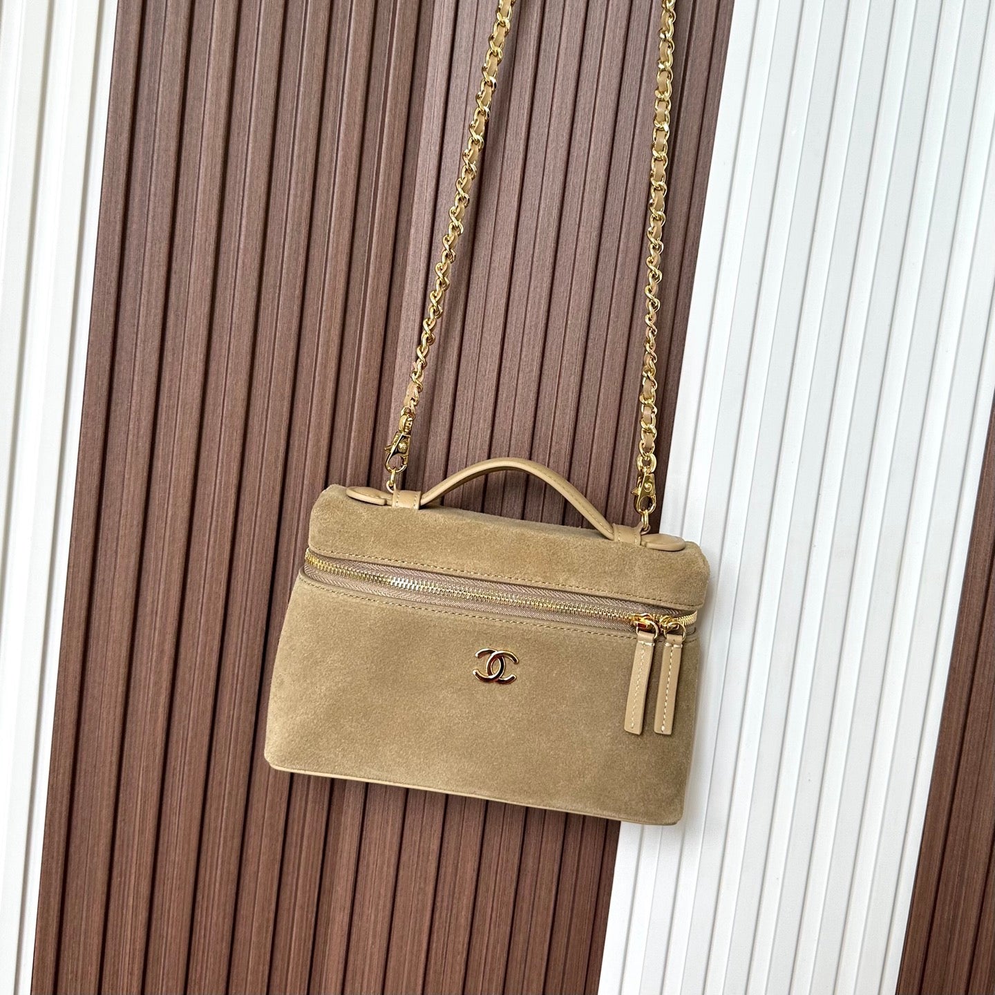 Chanel 2026 Vanity Bag With Chain Suede Leather