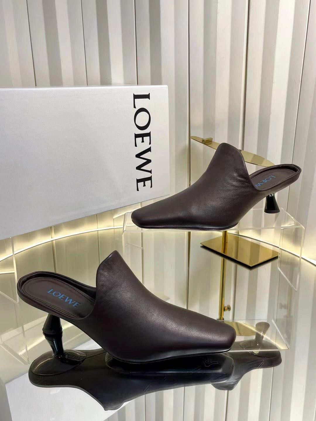 Loewe 2026 Emily Heeled Mule 50mm Leather 139084