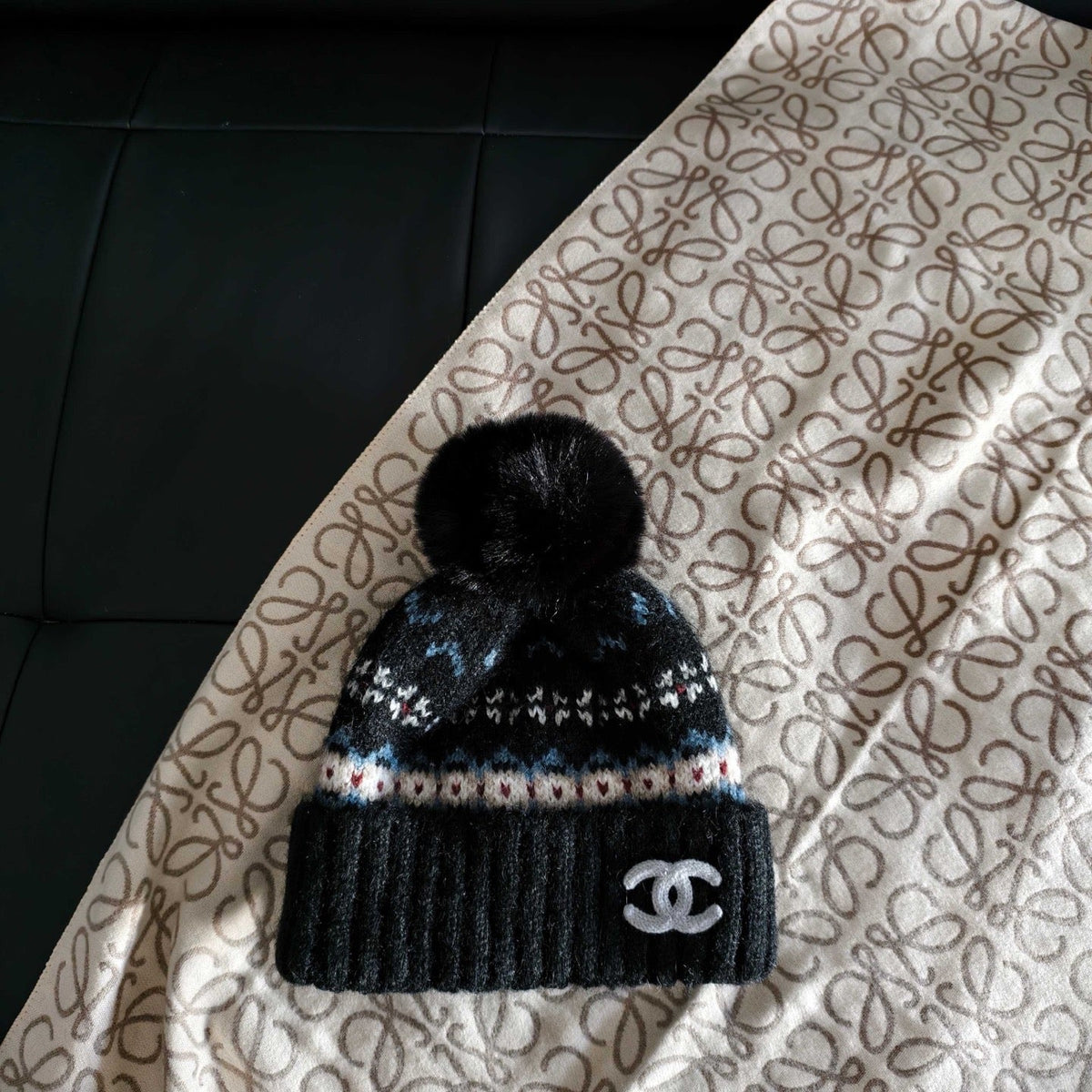Chanel Wool Pom-Pom Beanie Hat 515632
