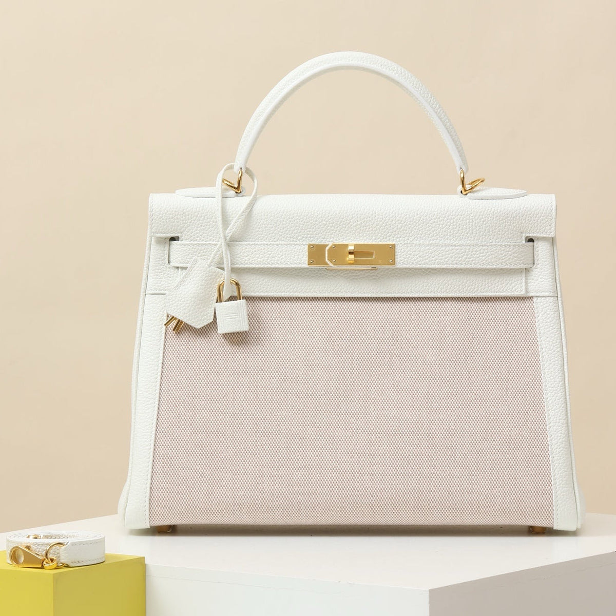 High-end Hermes 2026 Kelly Retourne Bag Leather Canvas
