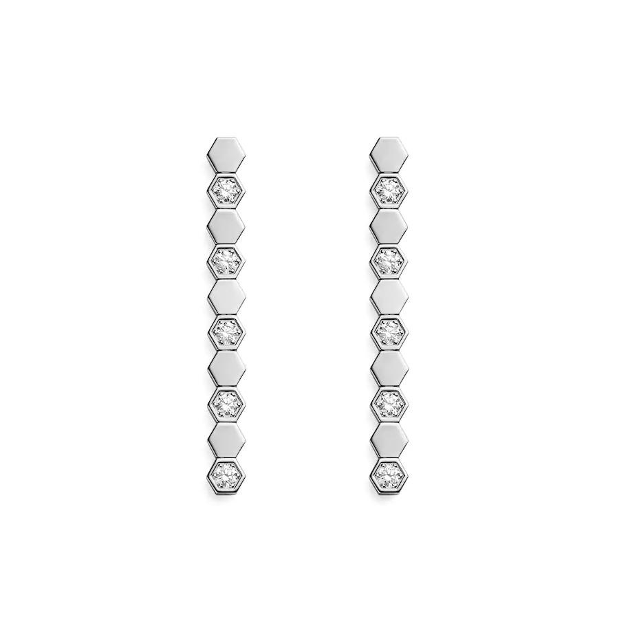 BEE LOVE SILVER DIAMOND LONG EARRINGS