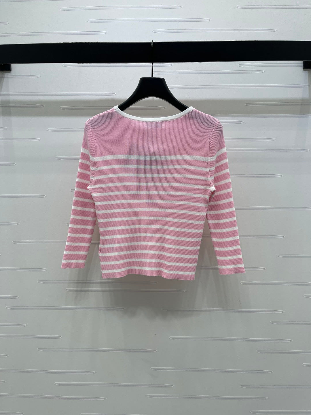 Miumiu 2026 Striped Crew Neck Knit Long Sleeve Wool