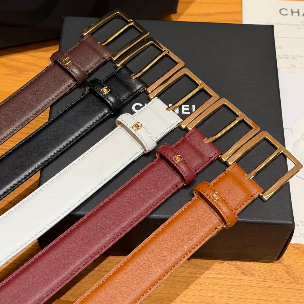 Chanel 2026 Square Buckle Belt 30mm Calfskin 213908