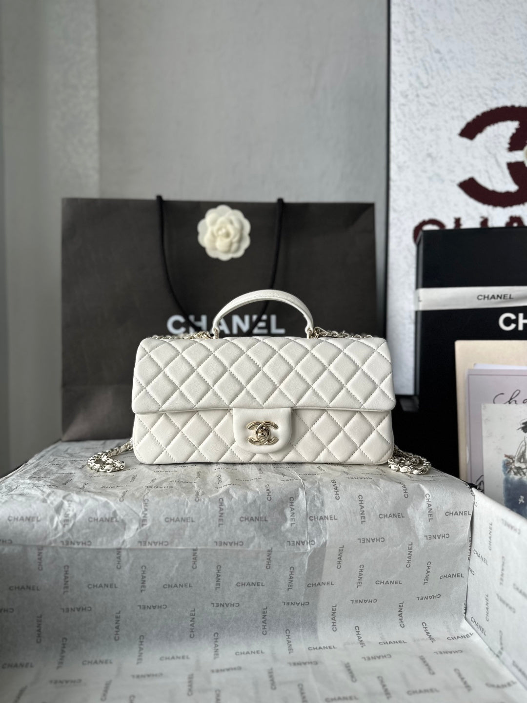 Chanel 2026 Flap Bag with Top Handle 25cm Lambskin