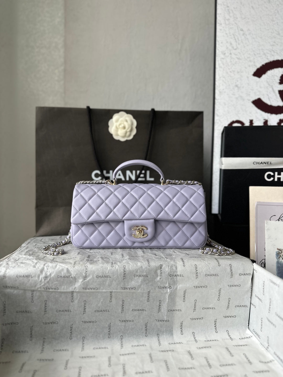 Chanel 2026 Flap Bag with Top Handle 25cm Lambskin