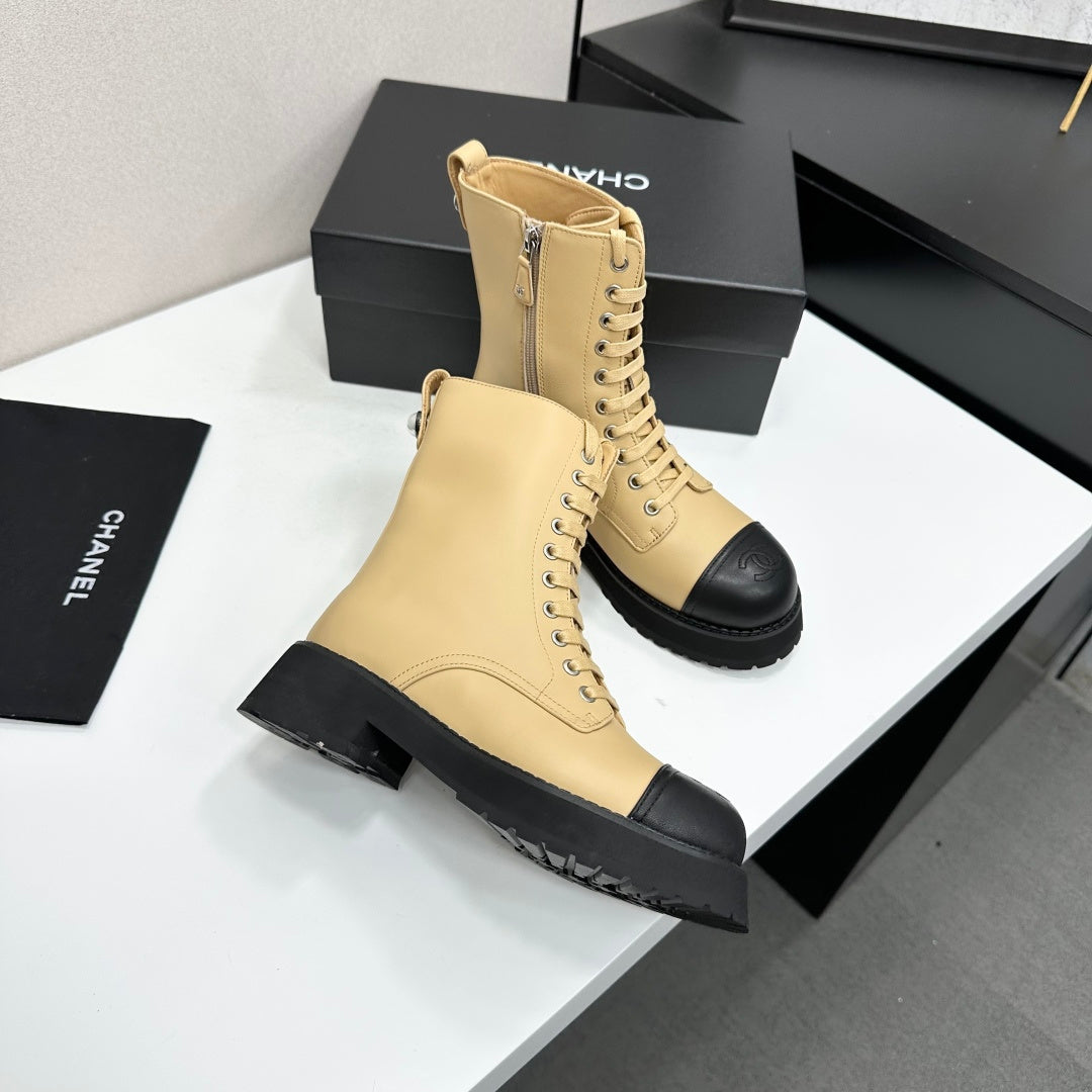 Chanel 2026 Platform Lace-up Martin Boots Cowhide 944604