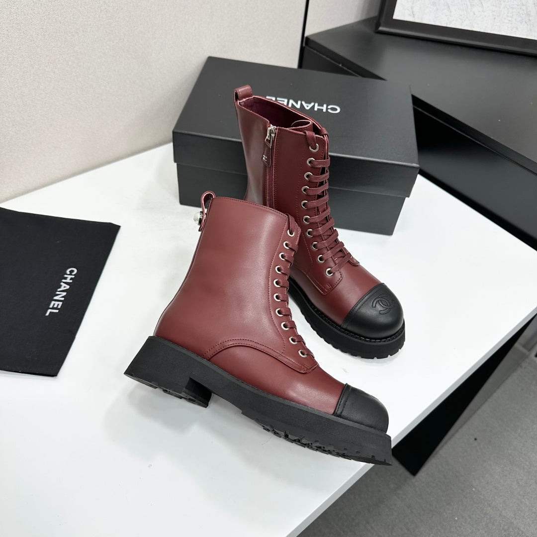 Chanel 2026 Platform Lace-up Martin Boots Cowhide 944604