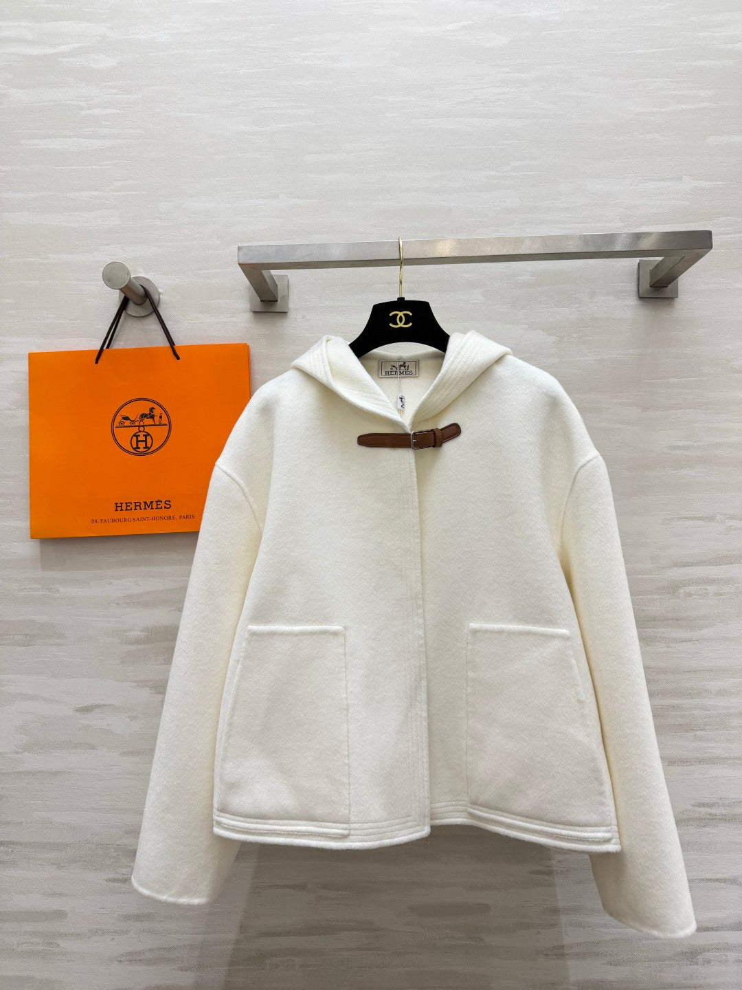 Hermes 2026 Hooded Short Coat Wool 413965
