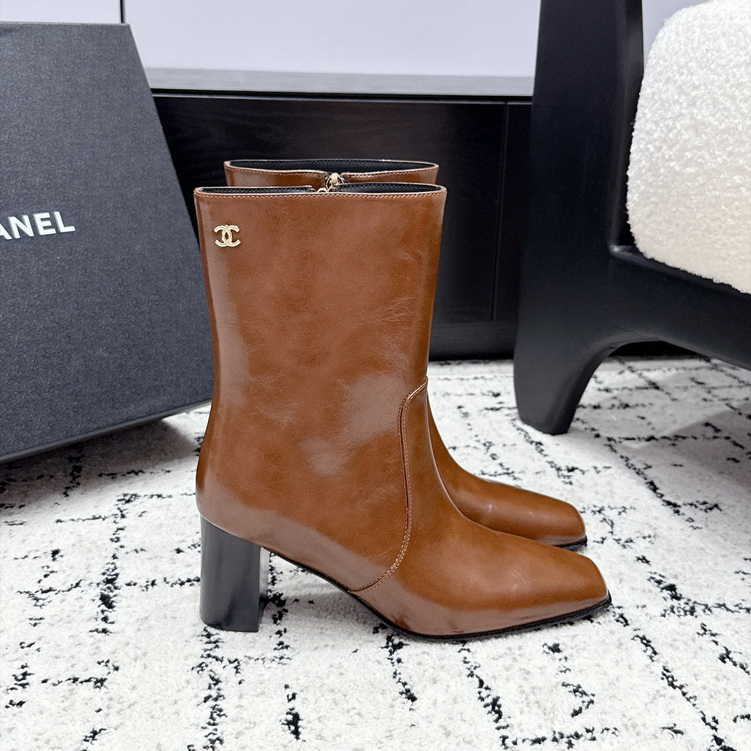 Chanel 2026 Square Toe Ankle Boots 75mm Leather 194410