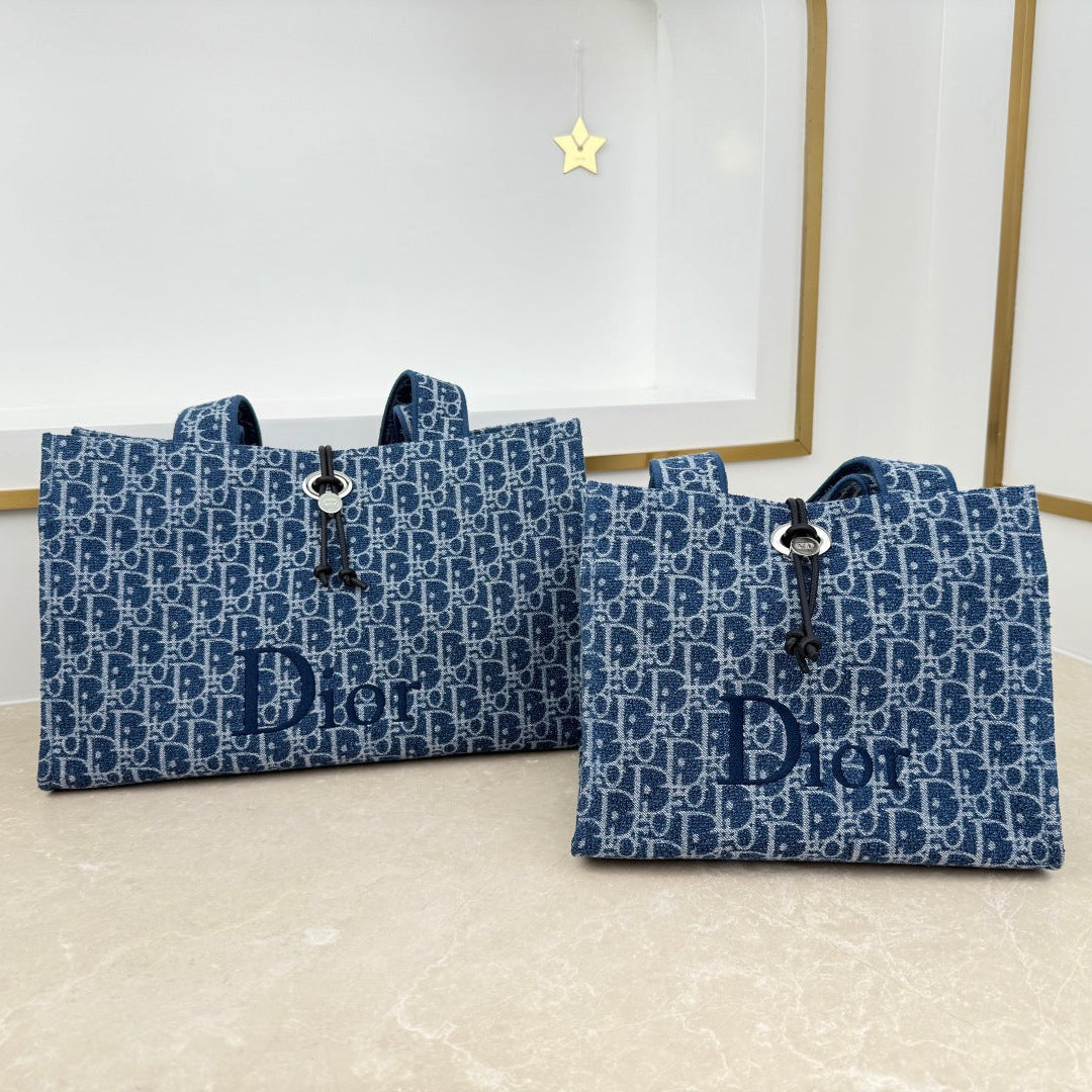 Dior 2026 Spongy Book Tote Bag Blue Canvas