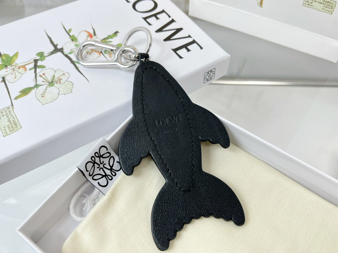 Loewe Black Blue Fish Charm Leather