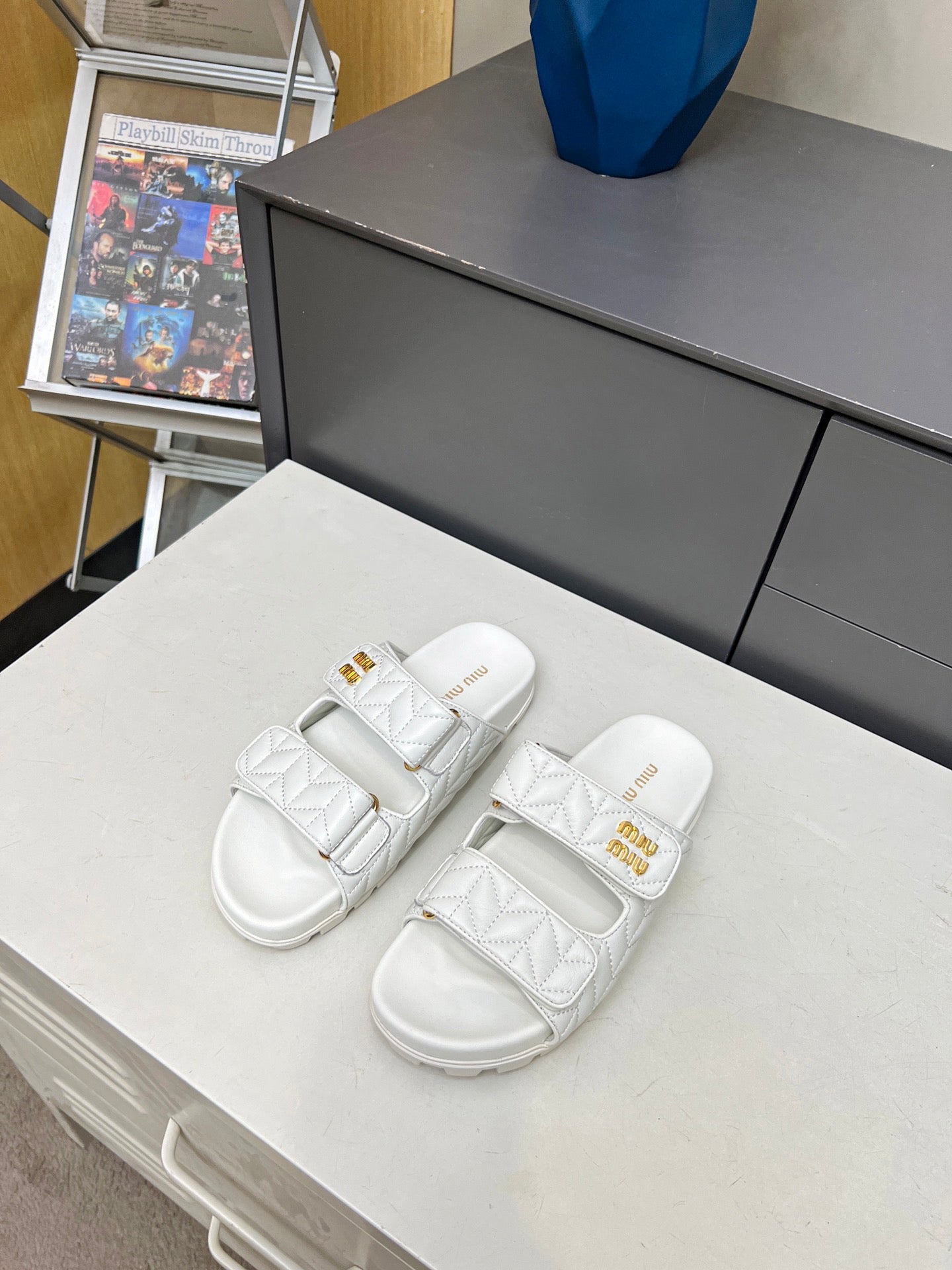 Miumiu 2026 Sporty Matelassé Nappa Sandals White Sheepskin 935595