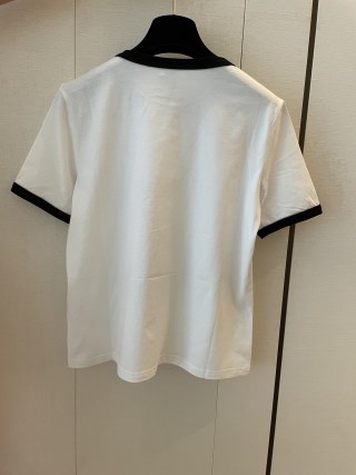 Celine Letter Logo Short-sleeved T-shirt Black and White Cotton