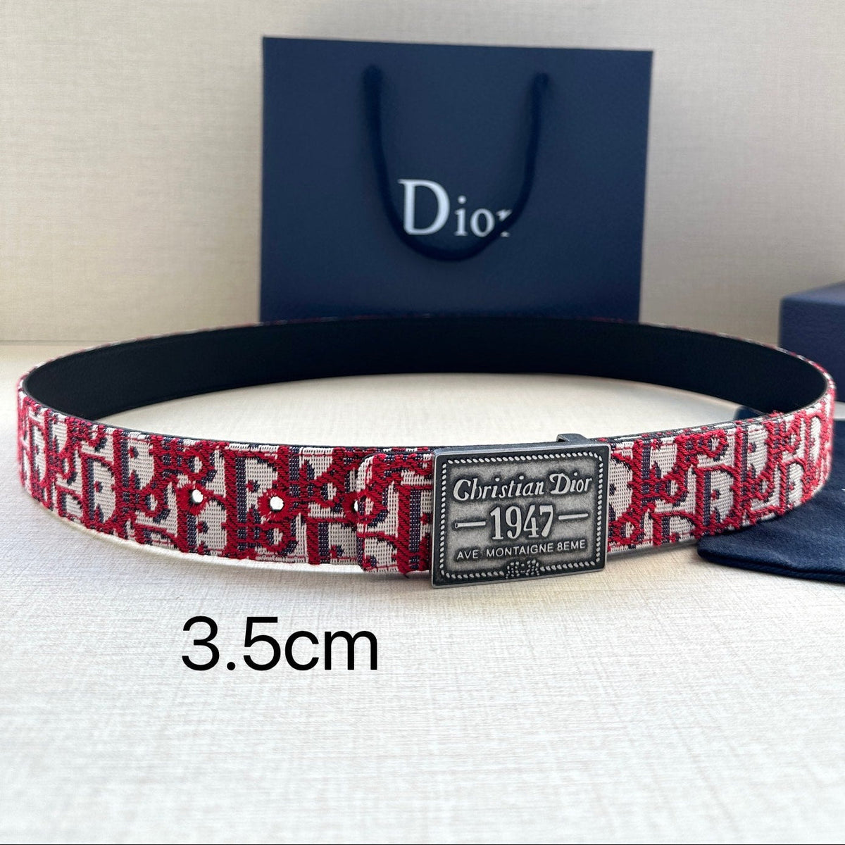 Dior 2026 Montaigne Oblique Belt 35mm Canvas Leather