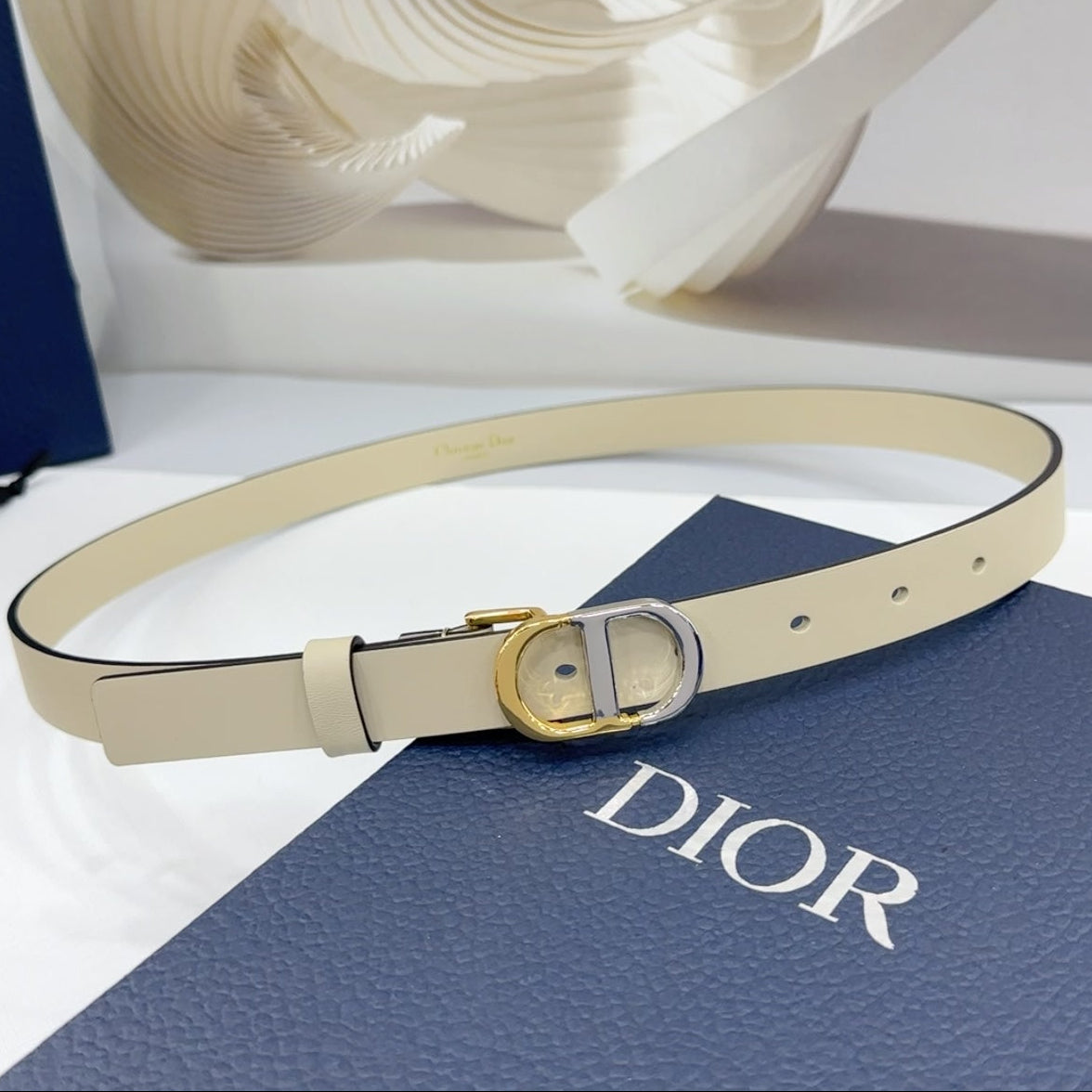 Dior 2026 Two-Tone Buckle Belt 20mm Leather 186140