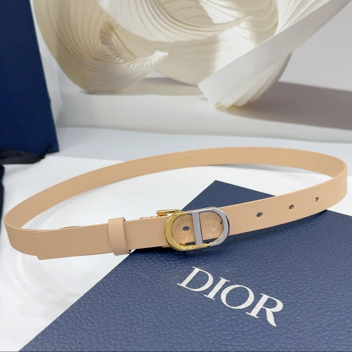 Dior 2026 Two-Tone Buckle Belt 20mm Leather 186140