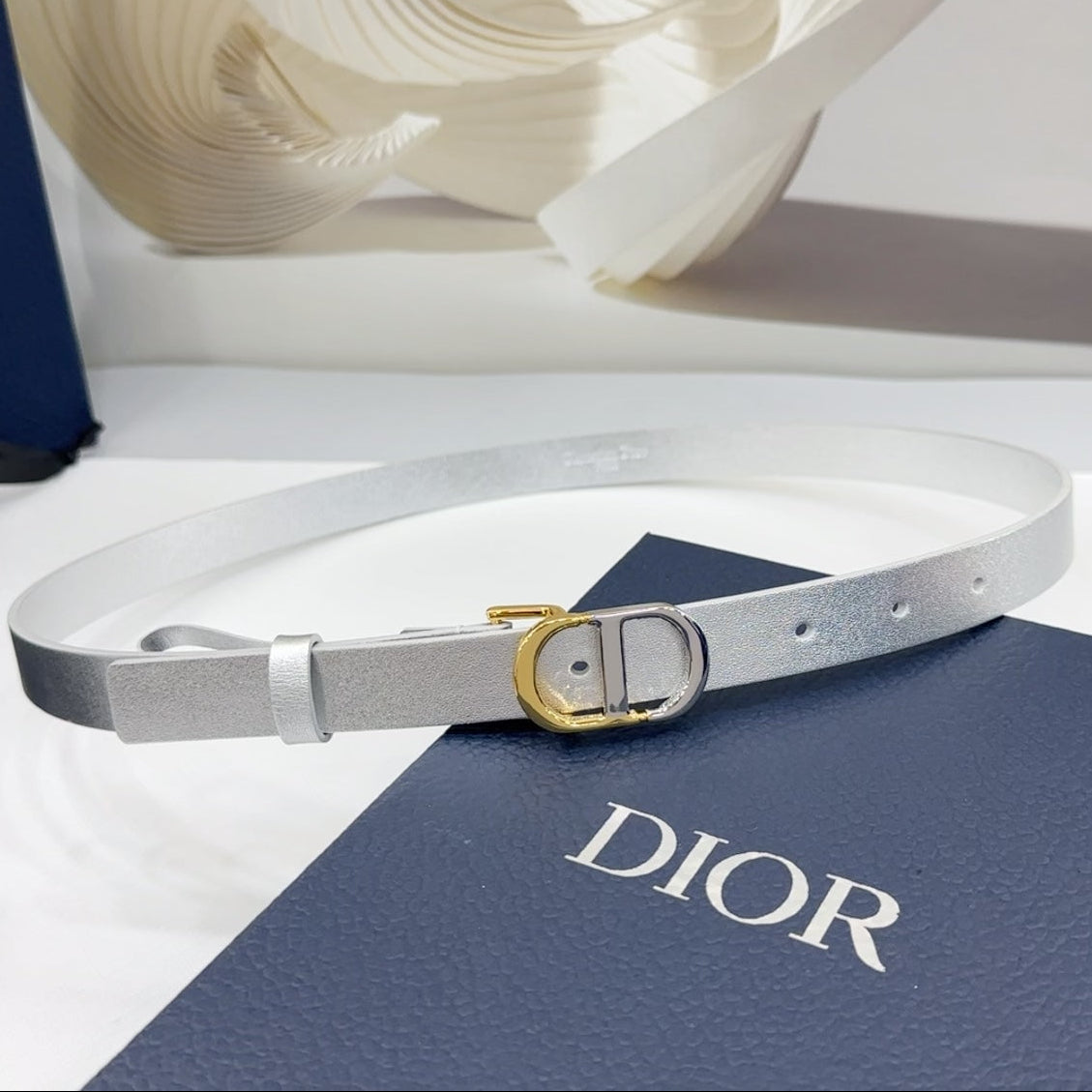 Dior 2026 Two-Tone Buckle Belt 20mm Leather 186140