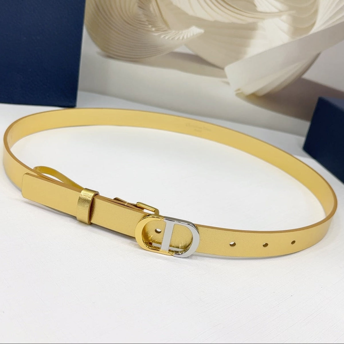 Dior 2026 Two-Tone Buckle Belt 20mm Leather 186140