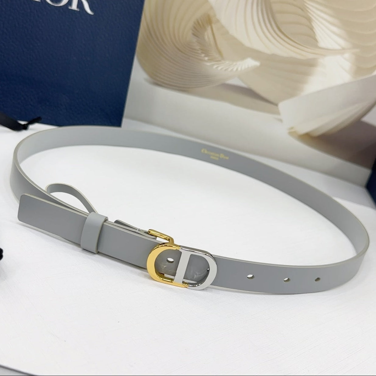 Dior 2026 Two-Tone Buckle Belt 20mm Leather 186140
