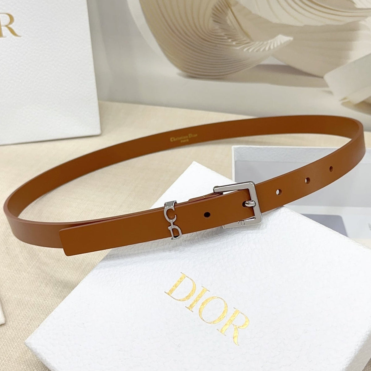 Dior 2026 Saddle Loop Belt 20mm Cowhide 190692