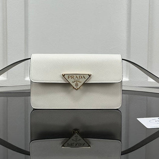 Prada 2026 Embleme Shoulder Bag 24.5cm Calfskin