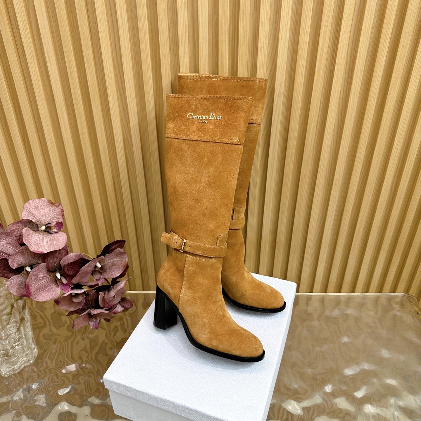 Dior 2026 D-Town Heeled Boots 80mm Suede Calfskin 956000