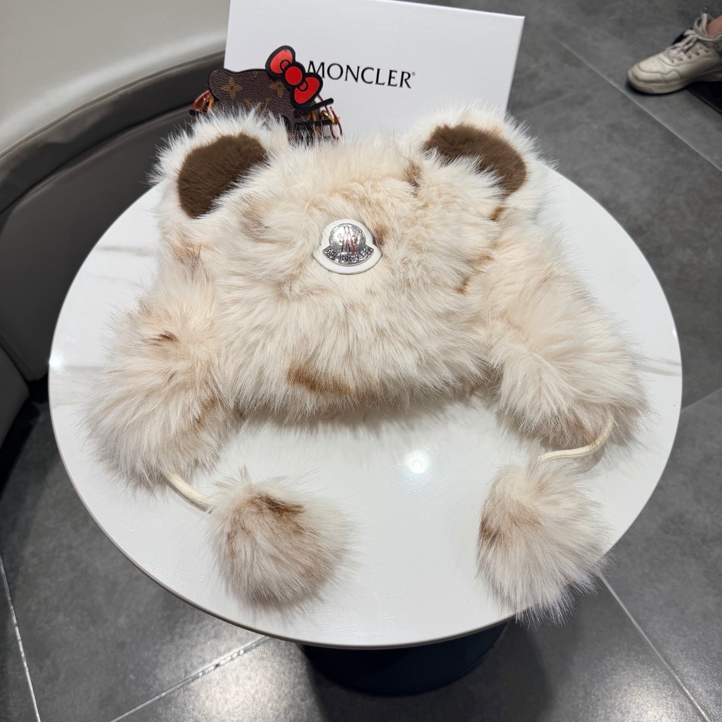 Moncler Cute Bear Ear Faux Fur Plush Hat 435201