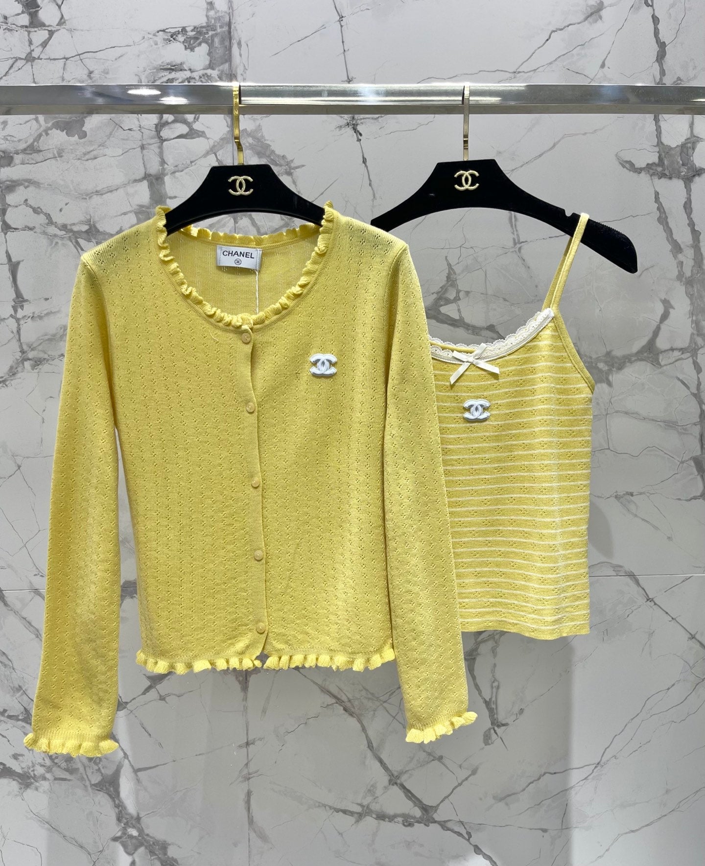 Chanel 2026 Striped Knitwear Two-Piece Set Wool