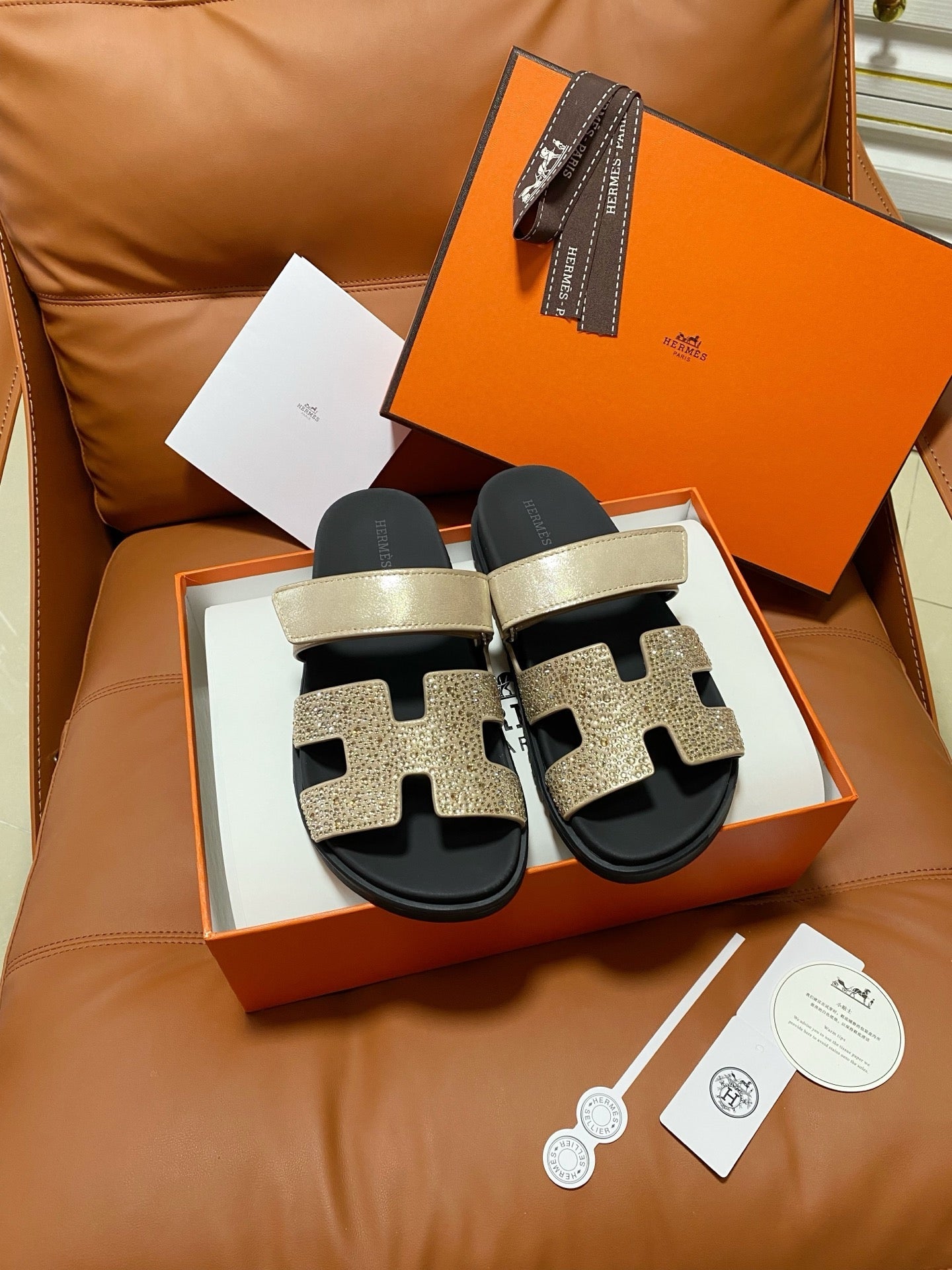Hermes 2026 Chypre Sandal Suede Leather With Sparkling Rhinestones 928502